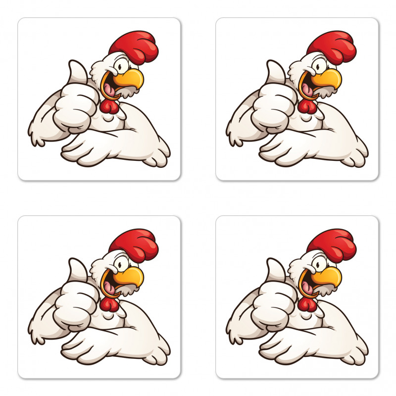 Joyous Cartoon Style Chicken Coaster Set Of Four