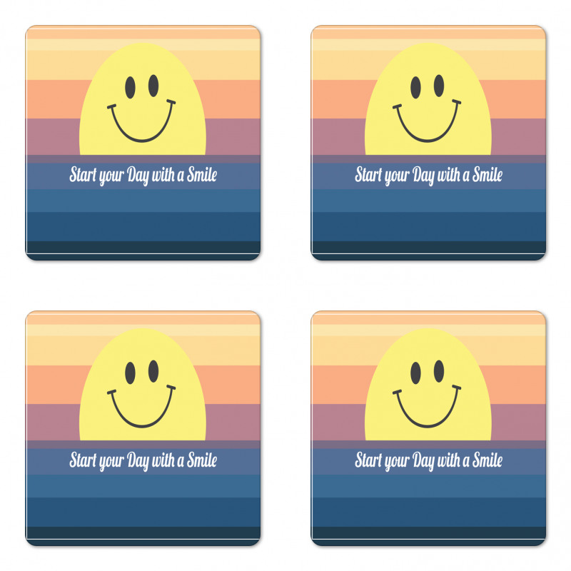 Smirking Sun and Lettering Coaster Set Of Four