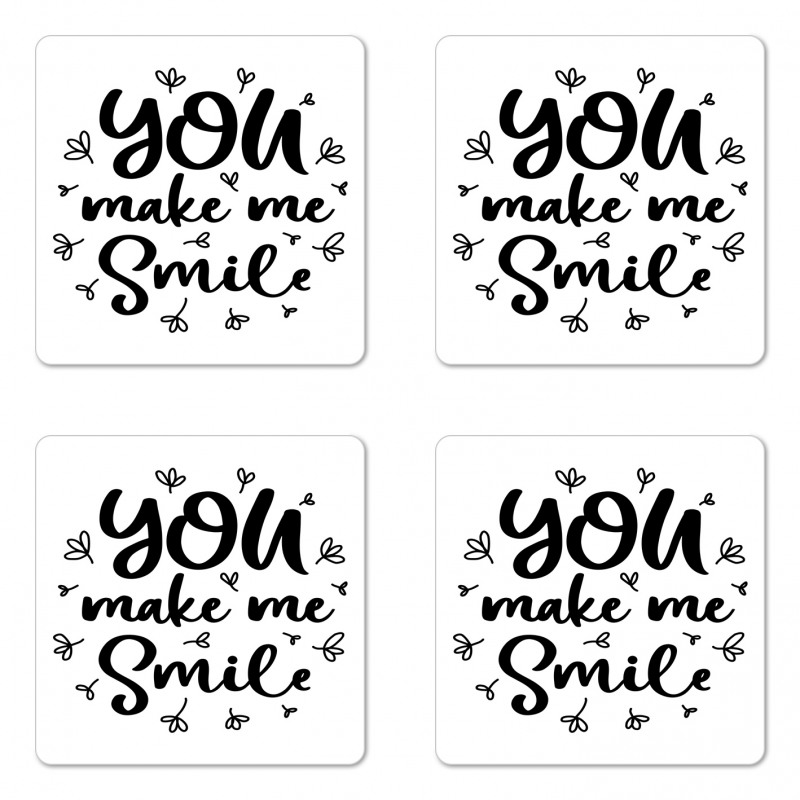 Hand Drawn You Make Me Smile Coaster Set Of Four