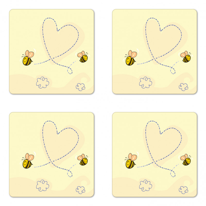 Buzzing Flies Heart Shape Coaster Set Of Four