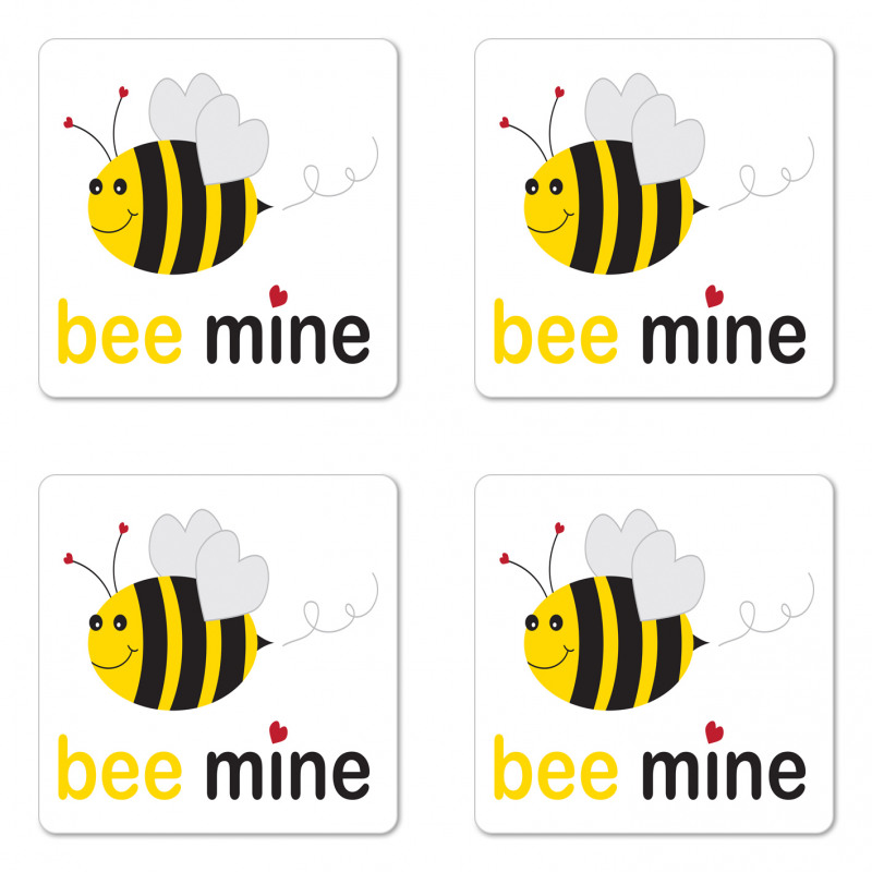 Bee Mine Romantic Cartoon Coaster Set Of Four