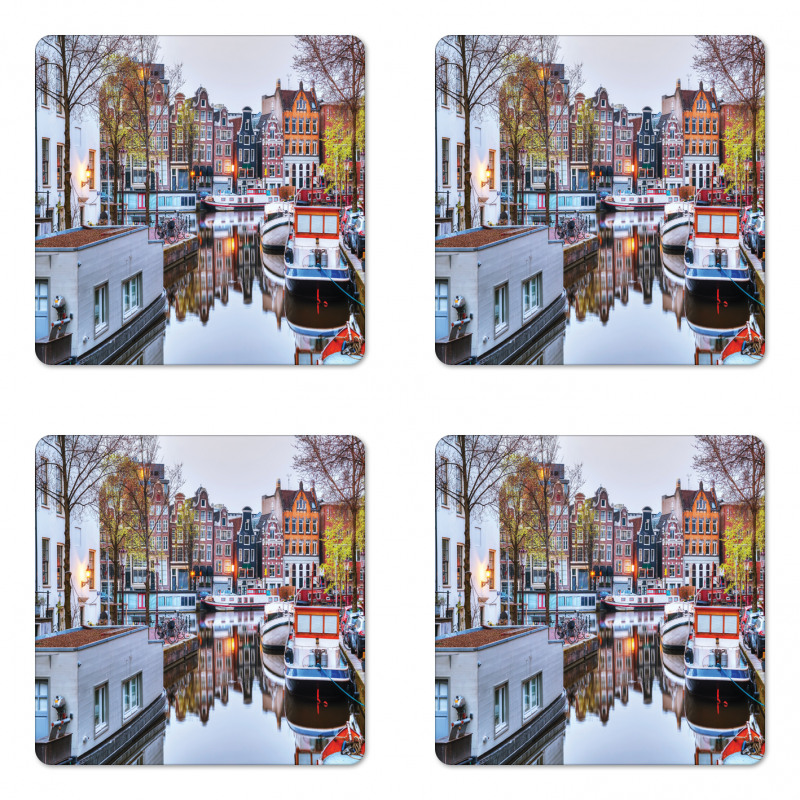 Small Boats on Amstel River Coaster Set Of Four