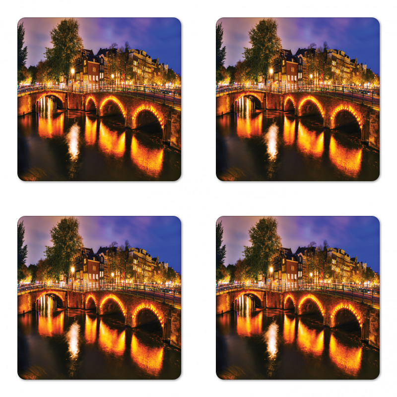 Dutch Canals and Lit Bridges Coaster Set Of Four