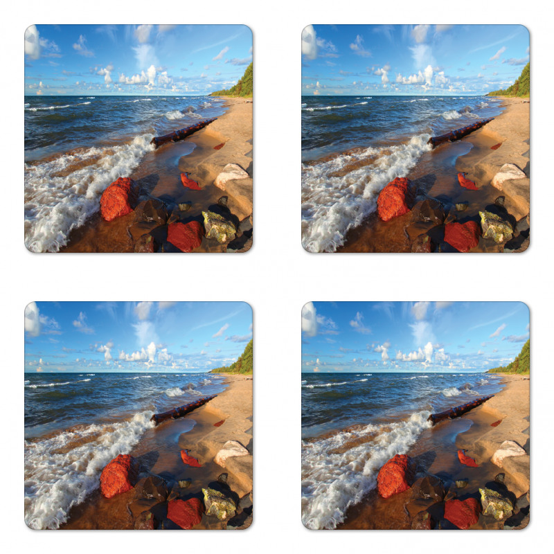 Beachy Summer Scenery Coaster Set Of Four