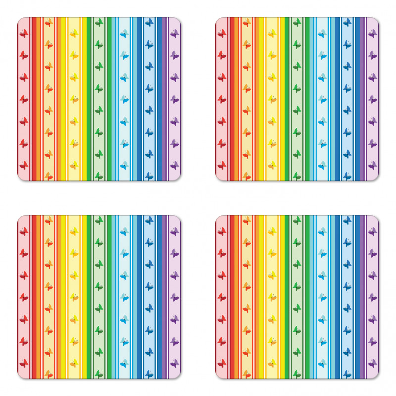 Stripe Rainbow Pattern Coaster Set Of Four