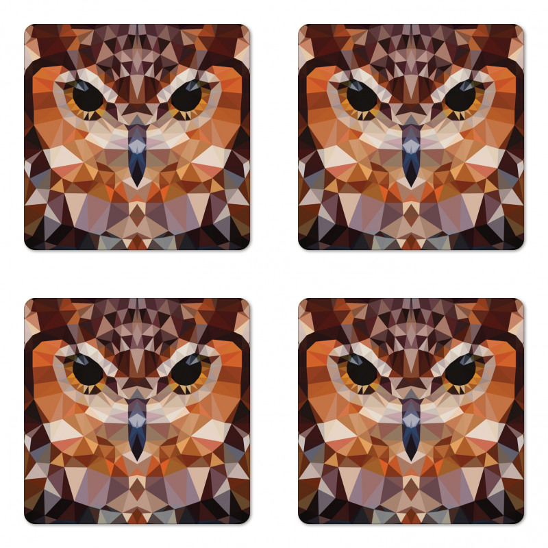 Geometric Mosaic Owl Art Coaster Set Of Four