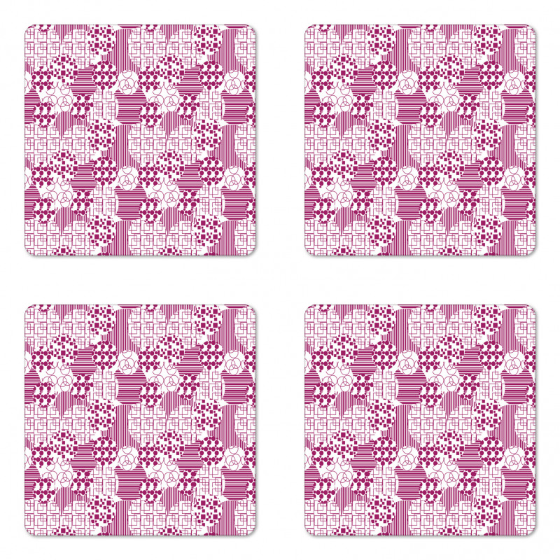 Circles Squares Stripes Coaster Set Of Four