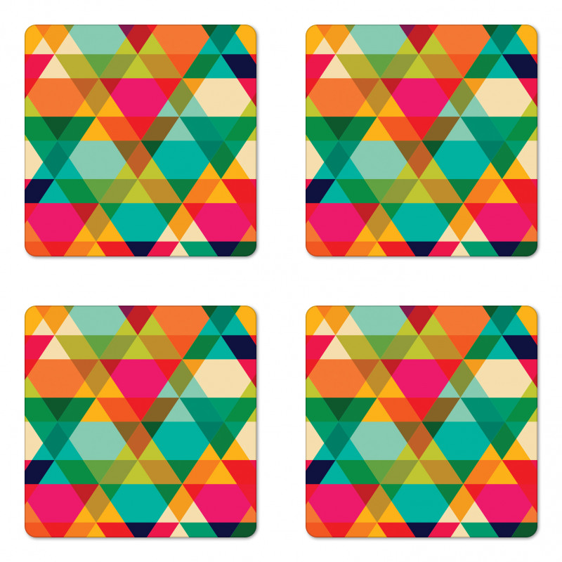 Retro Colors Graphic Art Coaster Set Of Four