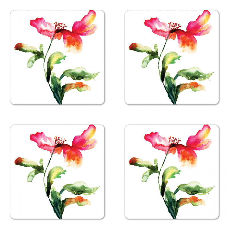 Flowering Poppy Coaster Set Of Four