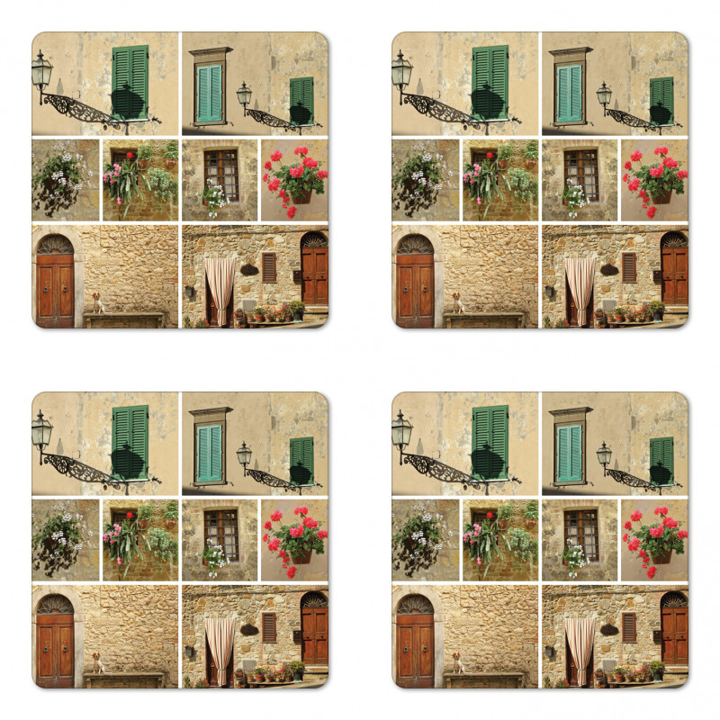 Italian Stone Houses Coaster Set Of Four