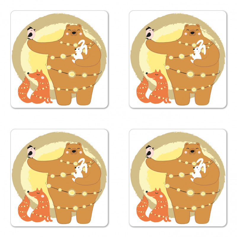 Friends Rabbit Bird Fox Coaster Set Of Four