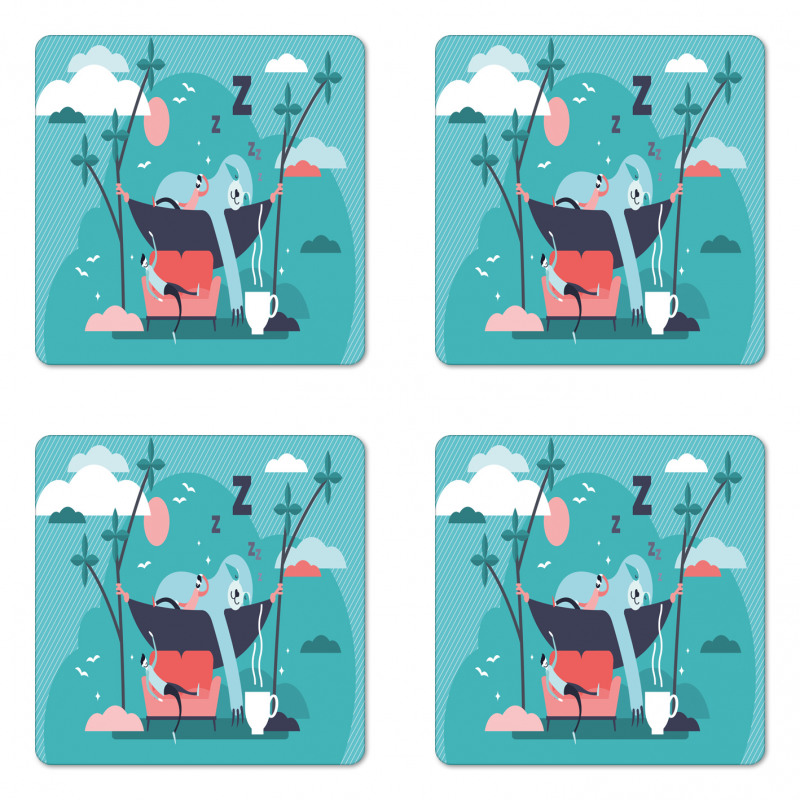 Sleeping Lazy Animal Coaster Set Of Four