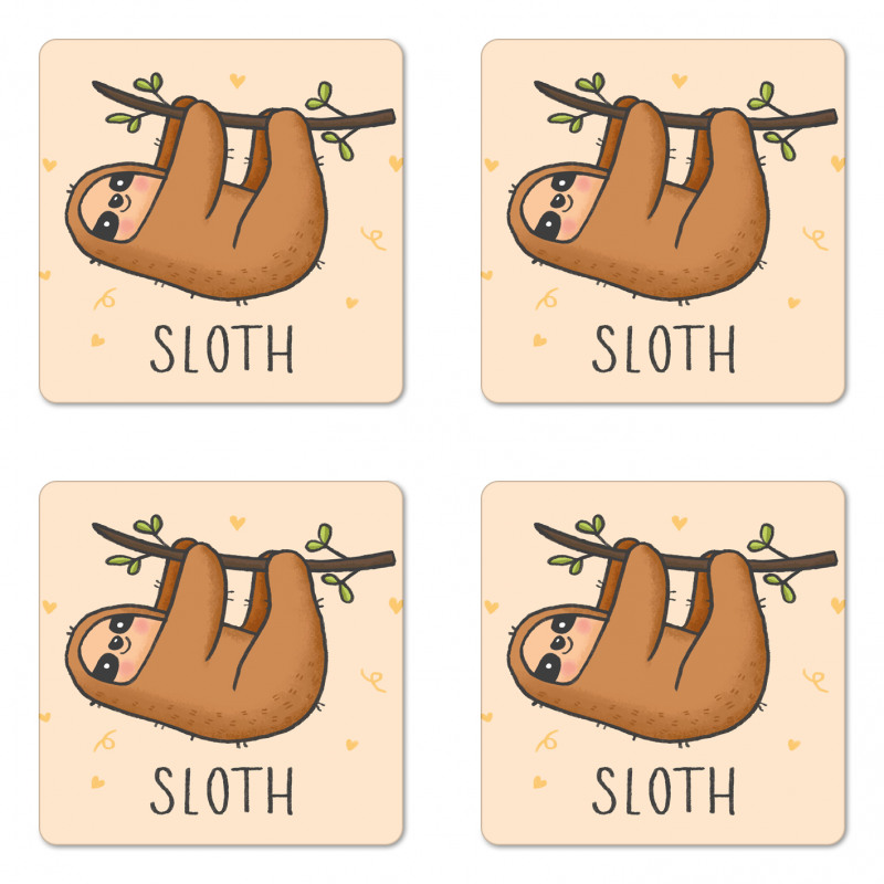 Lazy Animal Smiling Coaster Set Of Four