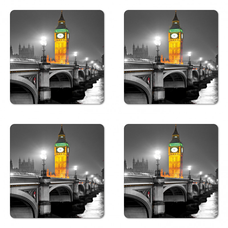 Big Ben Bridge Night Coaster Set Of Four