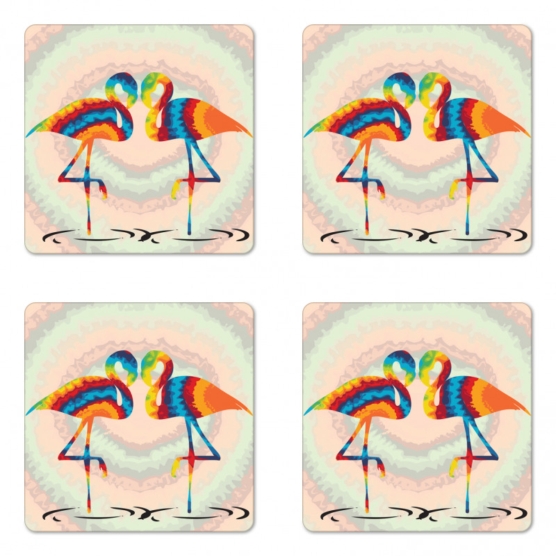 Valentines Funky Birds Coaster Set Of Four