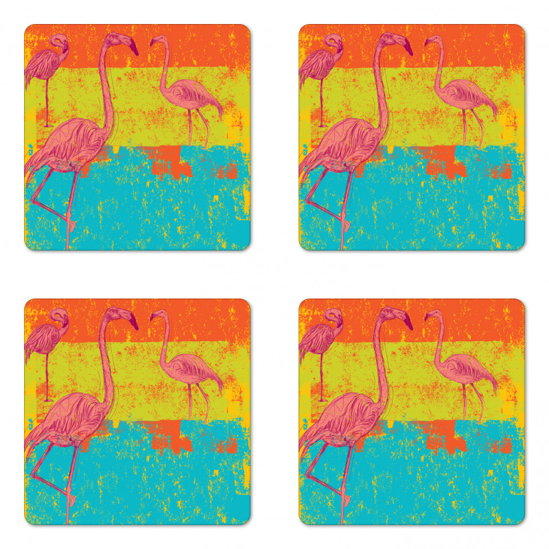 Retro Vintage Flamingo Coaster Set Of Four