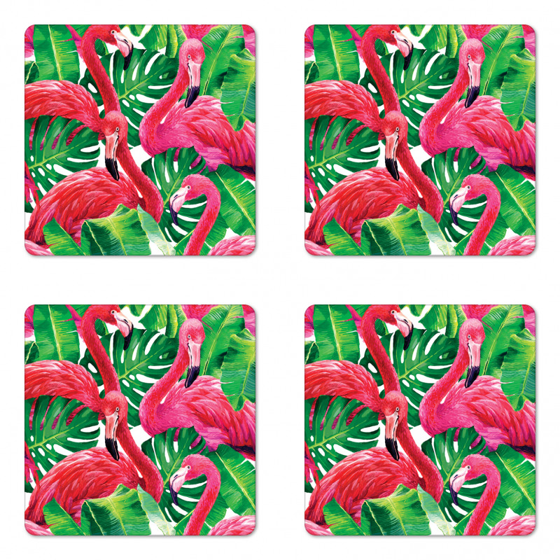 Retro Exotic Leaves Coaster Set Of Four