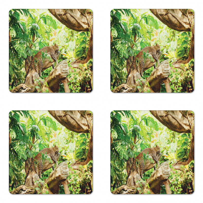 Tropic Wild Jungle Leaf Coaster Set Of Four