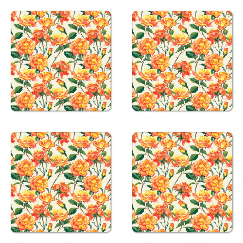 Old Bridal Vivid Bouquet Coaster Set Of Four