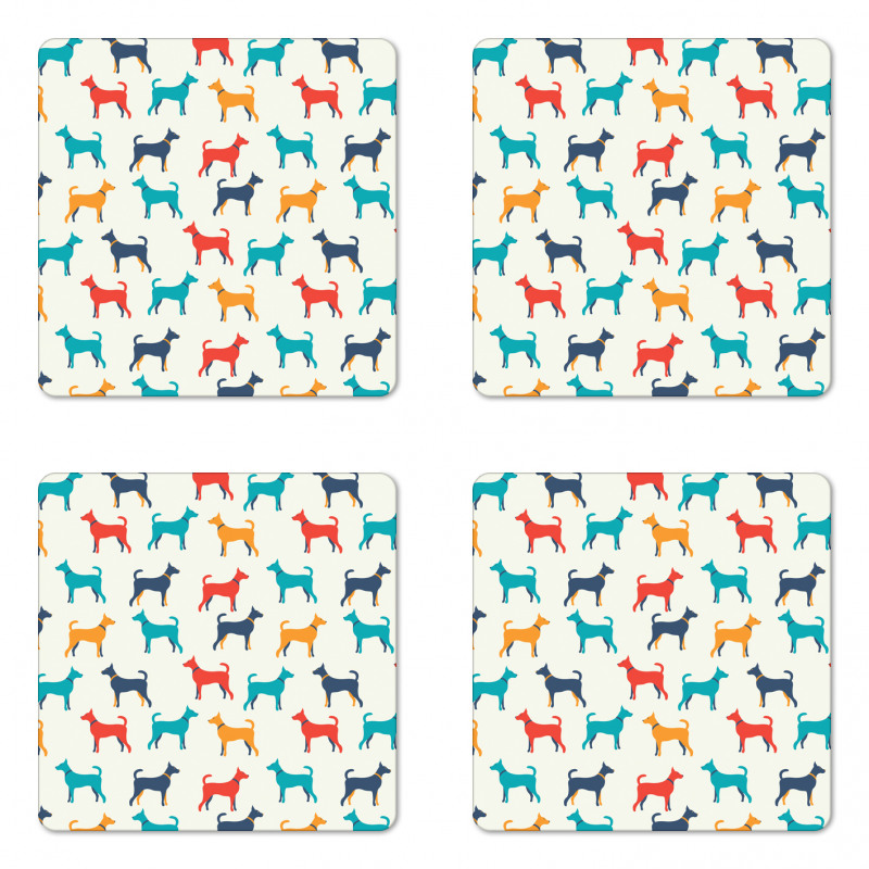 Retro Dog Coaster Set Of Four