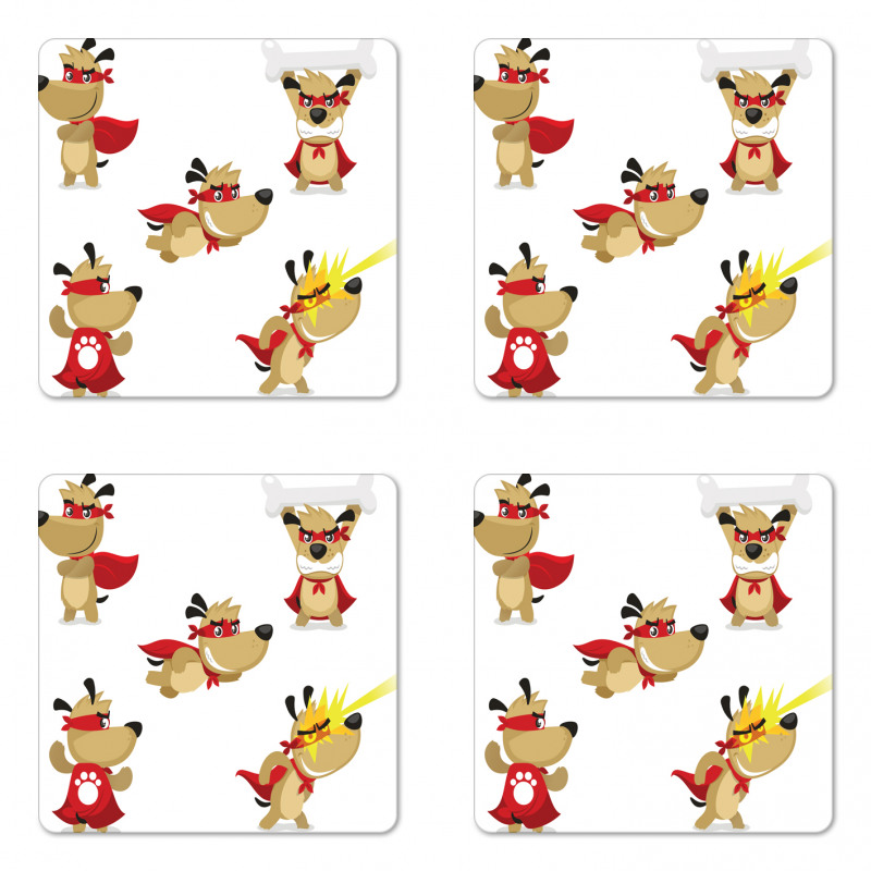 Superhero Puppy with Paw Coaster Set Of Four