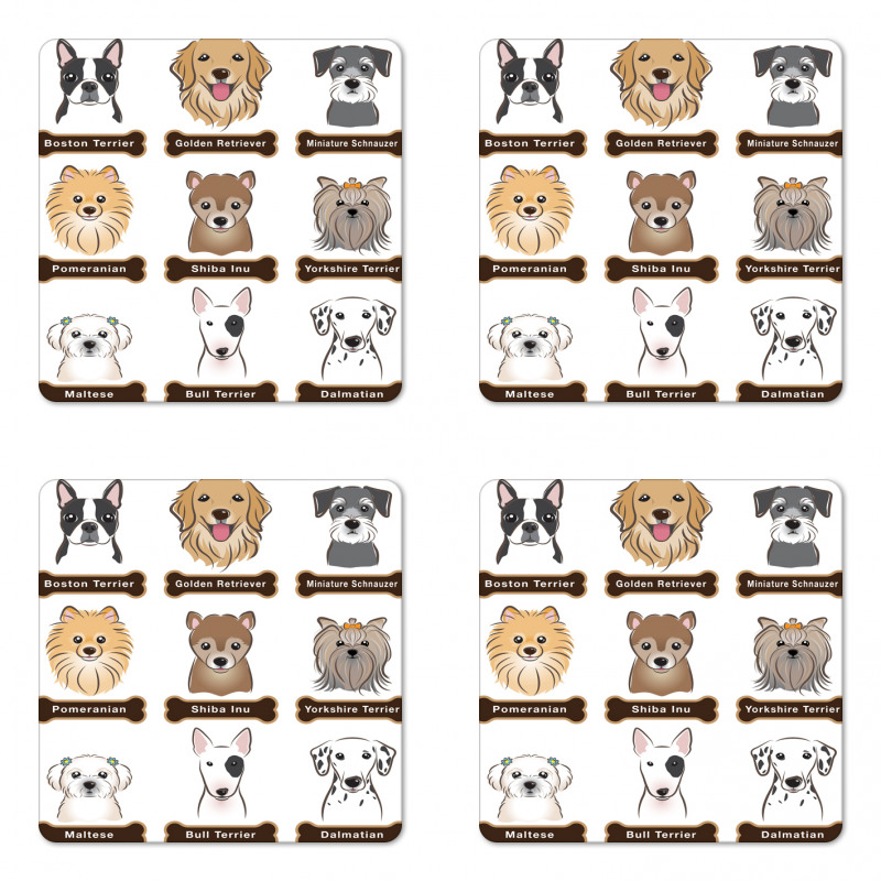 Boston Terrier Dogs Coaster Set Of Four