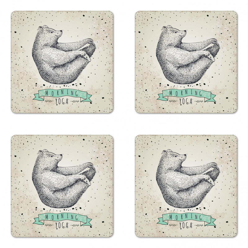 Meditating Bear Calm Life Coaster Set Of Four