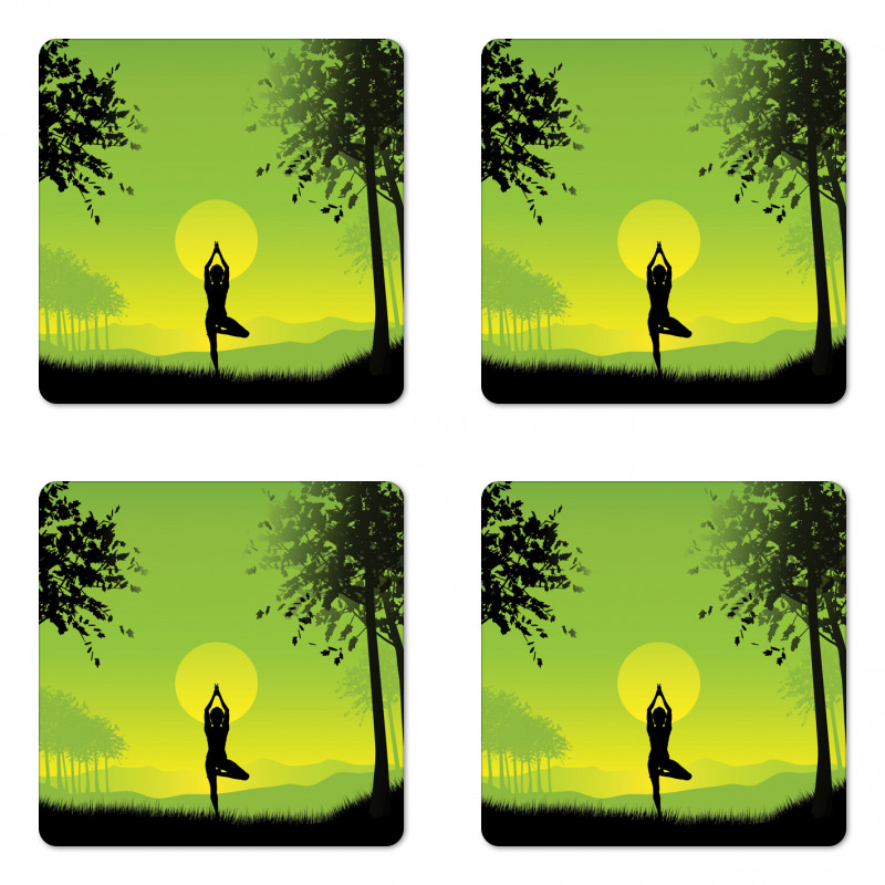 Sunset Sky in Forest Coaster Set Of Four