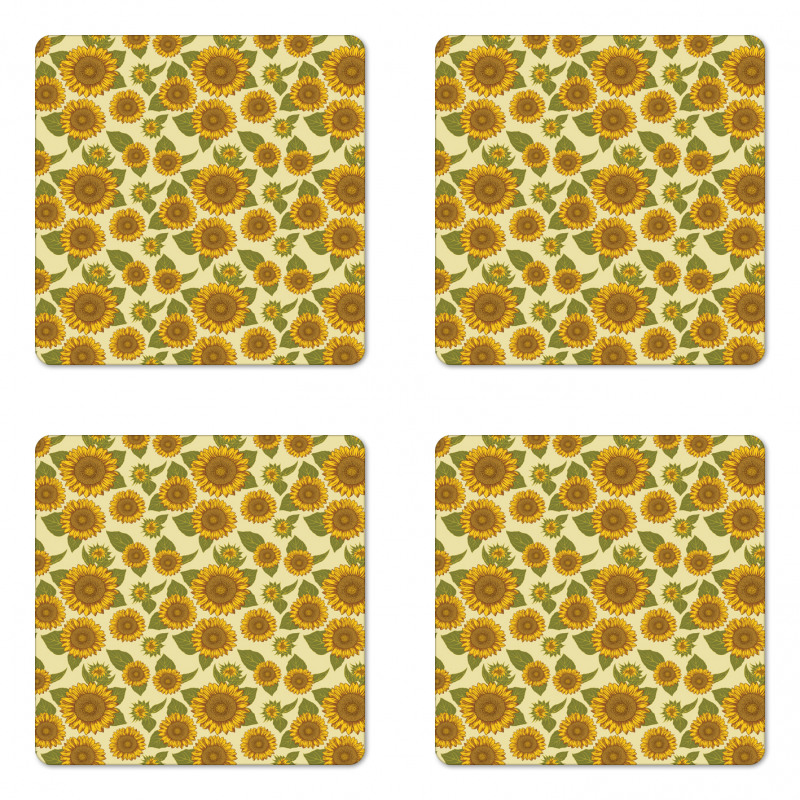 Funky Style Sunflower Coaster Set Of Four