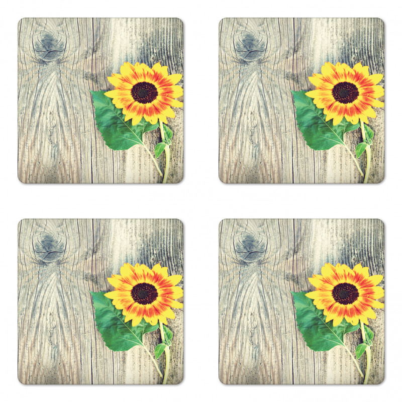 Wood Board Bouquet Coaster Set Of Four