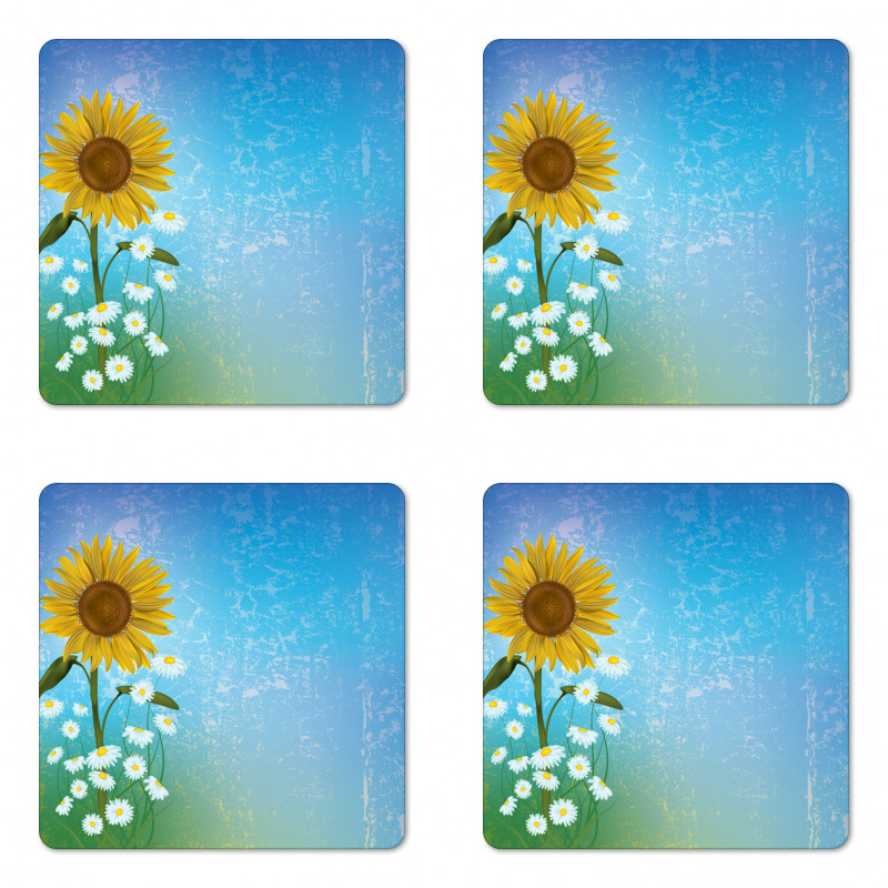 Sunflowers Chamomiles Coaster Set Of Four