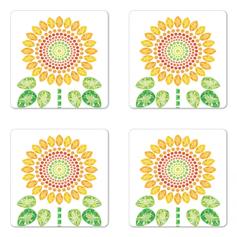 Sunflower Mandala Design Coaster Set Of Four