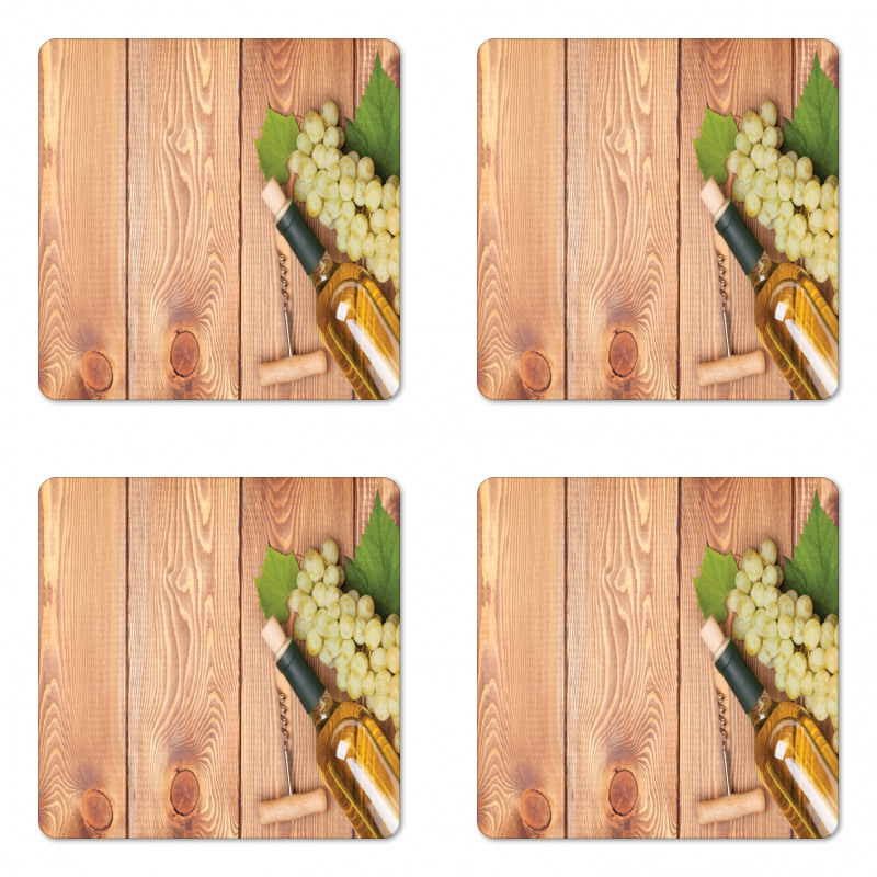 White Grapes Bottle Coaster Set Of Four