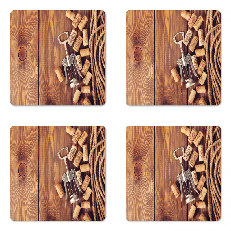 Wooden Table Wine Corks Coaster Set Of Four