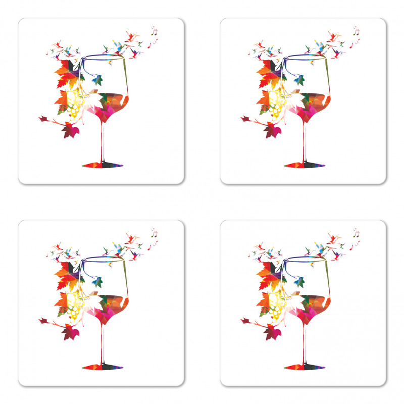 Glass Bird Vines Coaster Set Of Four