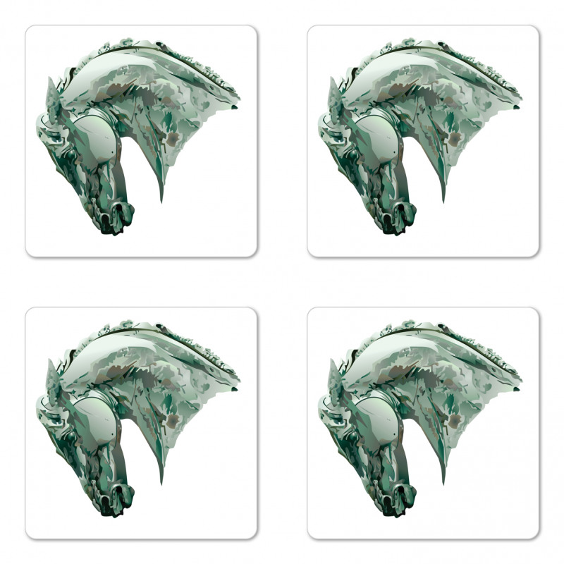 Green Stain Horse Head Coaster Set Of Four