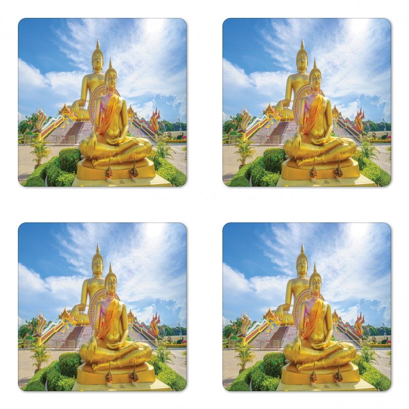 Mediate Statue Building Coaster Set Of Four