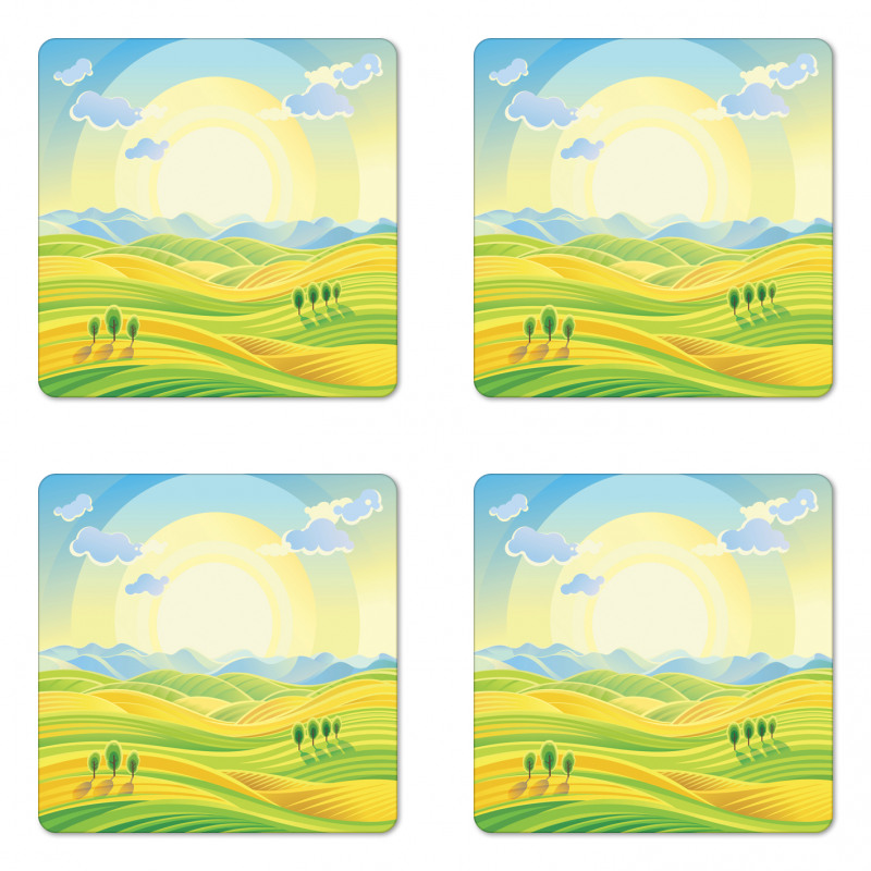 Sunny Rural Scenery Coaster Set Of Four