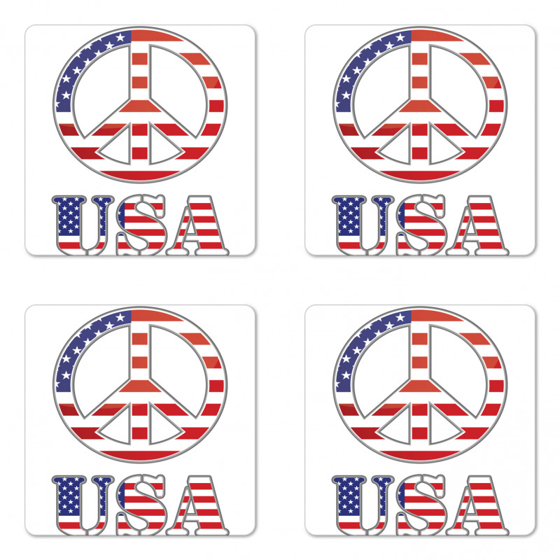 70s Peace Sign American Coaster Set Of Four