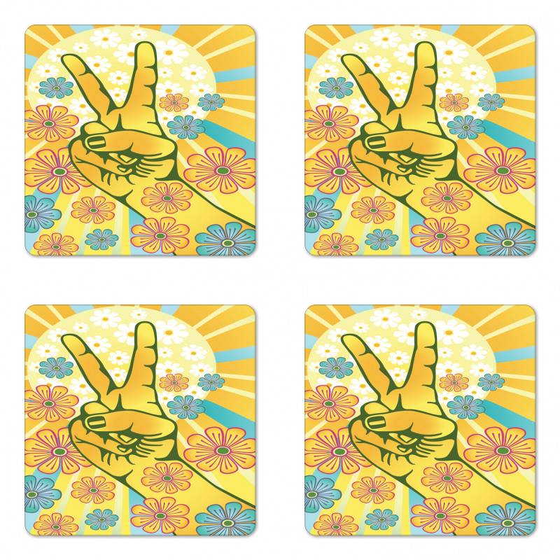 Peace Flowers Coaster Set Of Four