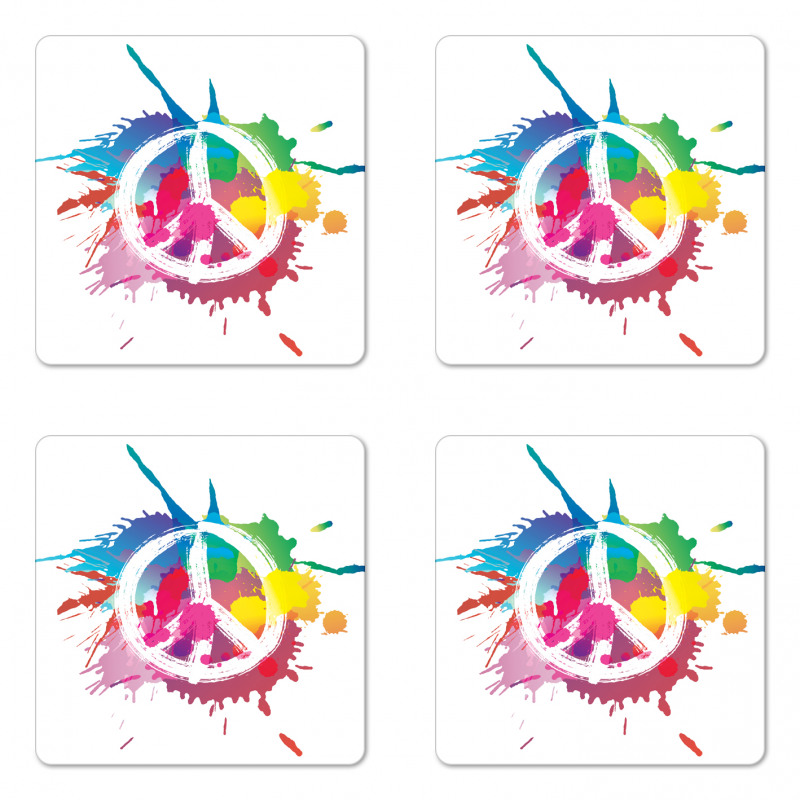 Grunge Pacifism Theme Coaster Set Of Four