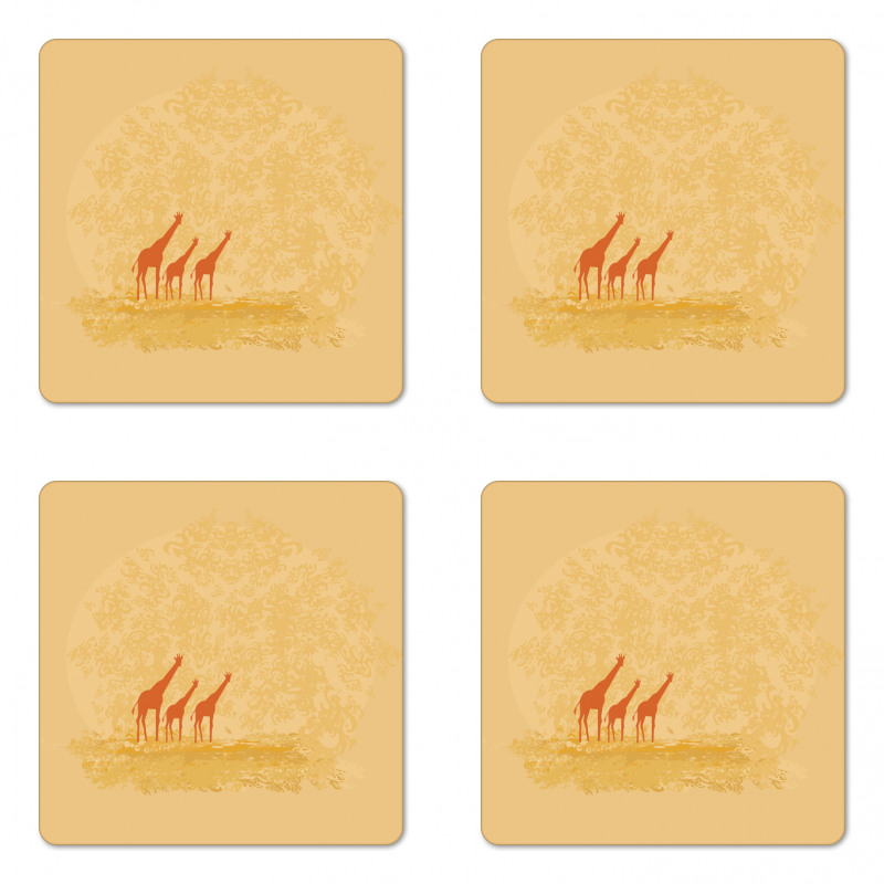 Retro Safari Giraffes Coaster Set Of Four