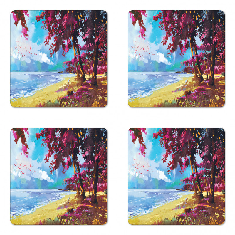 Summer Blossom Trees Coaster Set Of Four