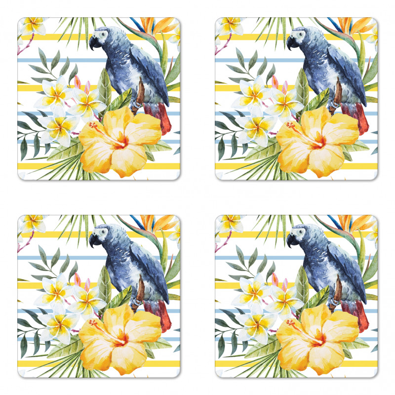 Tropic Exotic Parrots Coaster Set Of Four