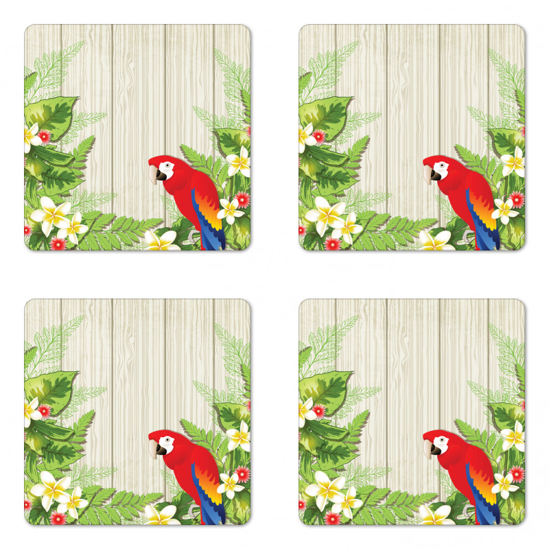 Flowers Parrot Coaster Set Of Four