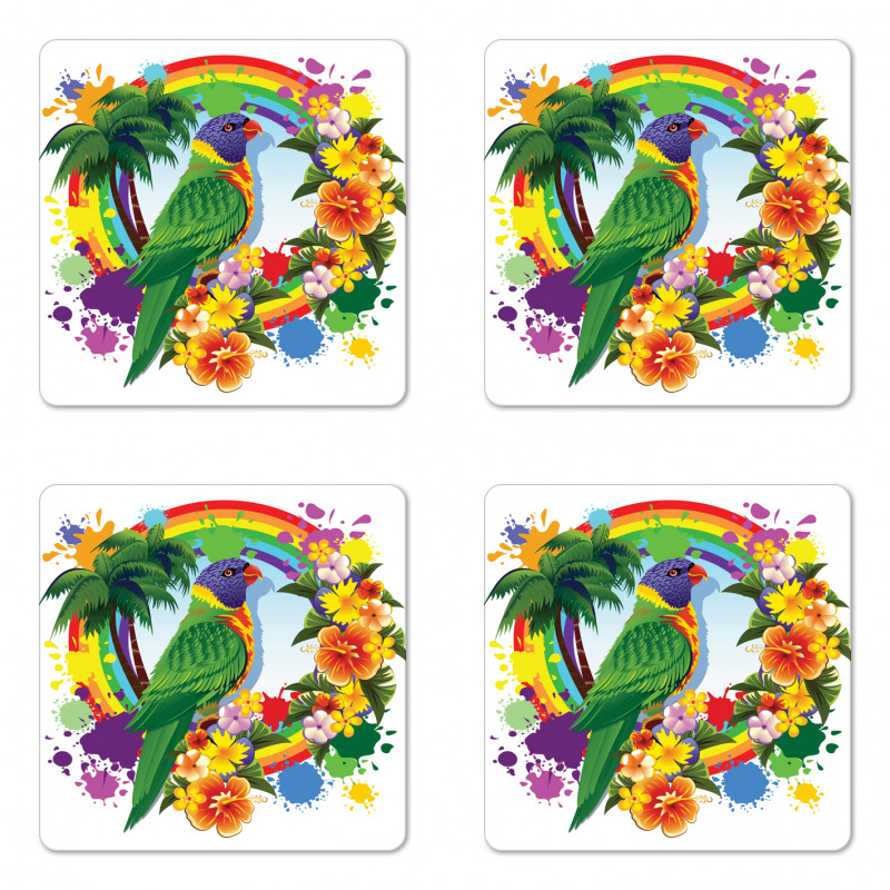 Palms Tropical Plants Coaster Set Of Four