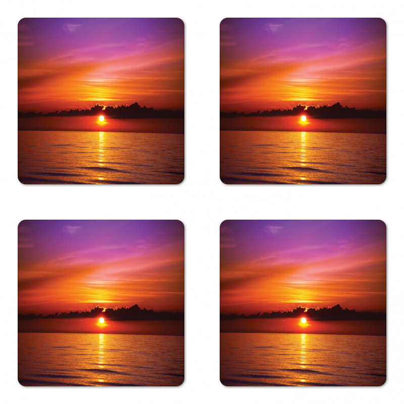 Colorful Beach Sunset Coaster Set Of Four