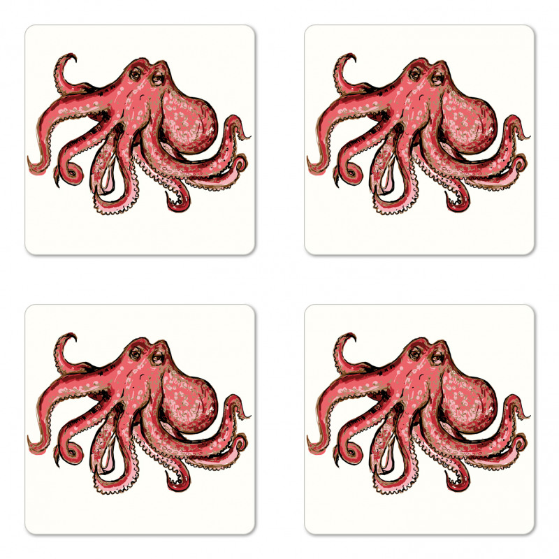 Pink Watercolor Animal Coaster Set Of Four