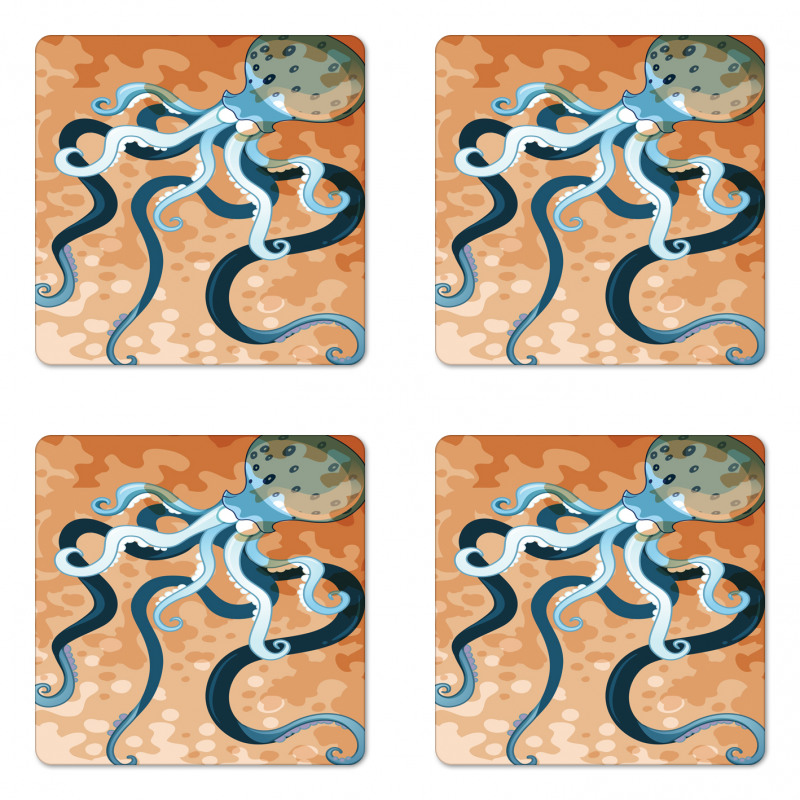 Oceanic Animal Cartoon Coaster Set Of Four