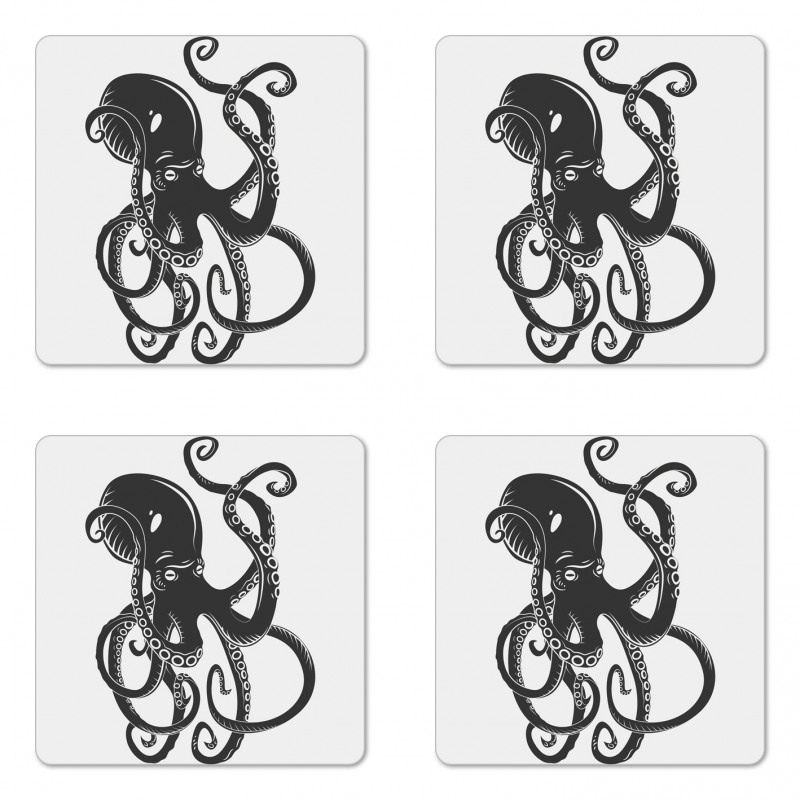 Cartoon Octopus in Sea Coaster Set Of Four